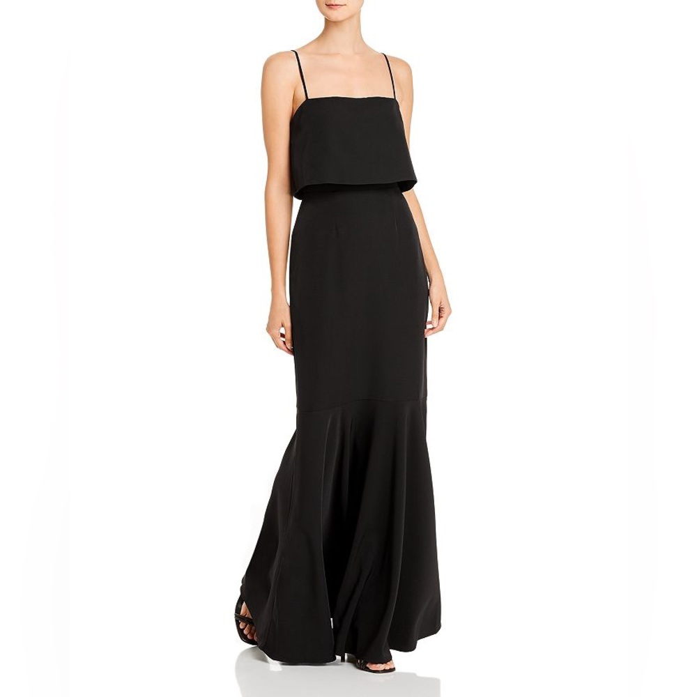 WAYF Sleeveless Popover Black formal dress with Trumpet Skirt